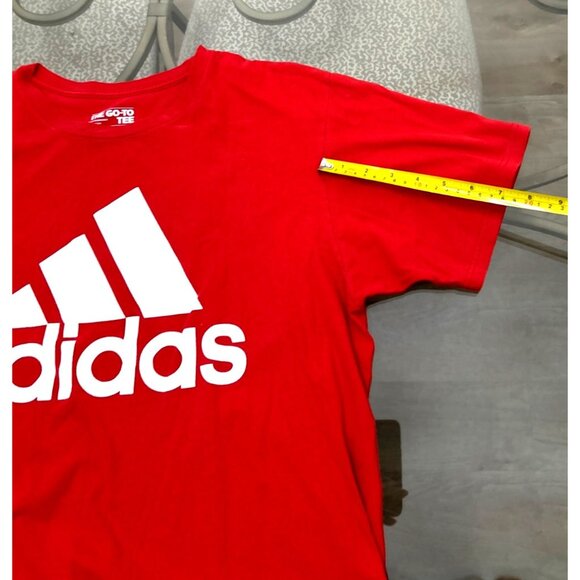 Adidas Mens Red Short Sleeve Logo T-Shirt L - Picture 6 of 8